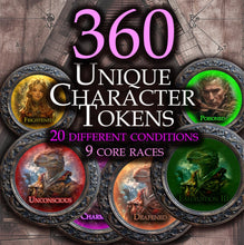 360 Unique DnD Character Tokens with Conditions – Perfect for RPG & Virtual Tabletop Games