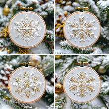 4 Gold and White Snowflake Hand Embroidery Patterns