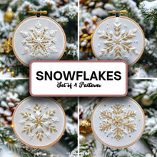 4 Gold and White Snowflake Hand Embroidery Patterns
